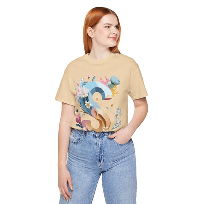 Natural Cotton Tee Shirt - Letters Collection - S Printify