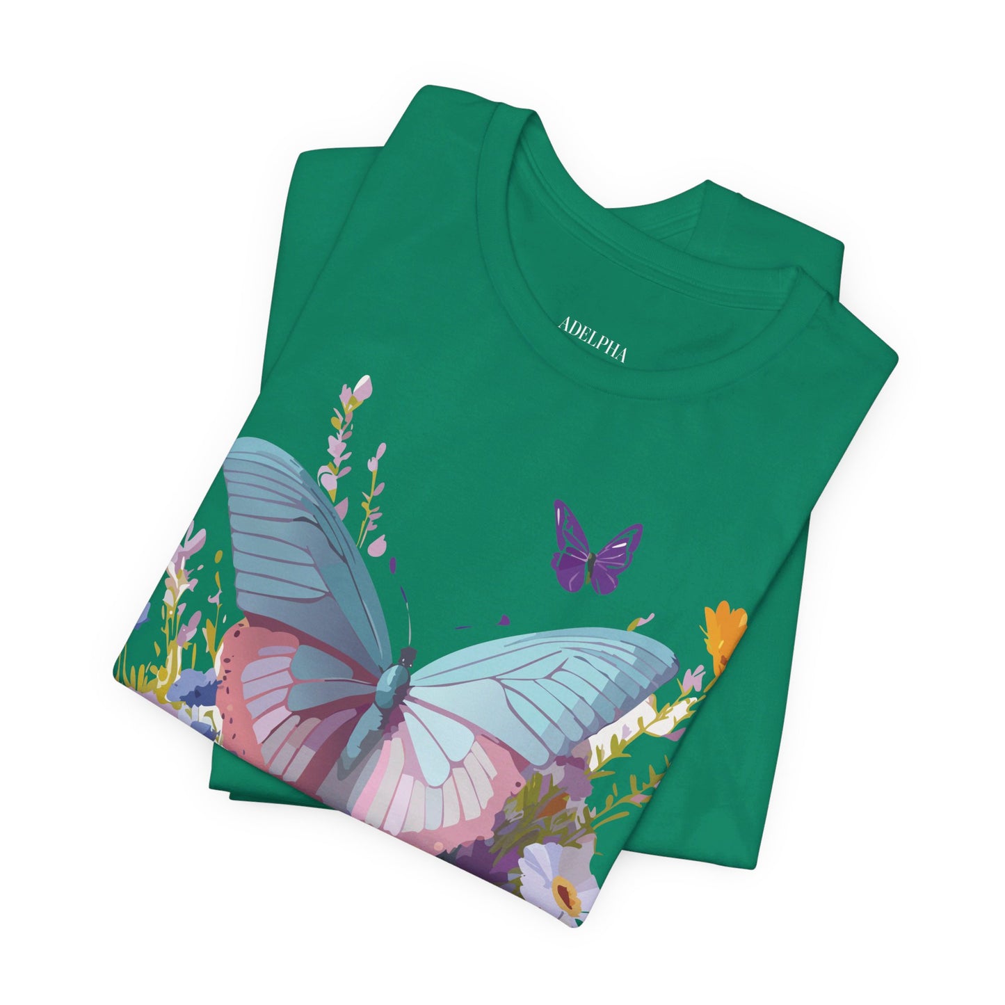 Natural Cotton Tee Shirt with Butterfly