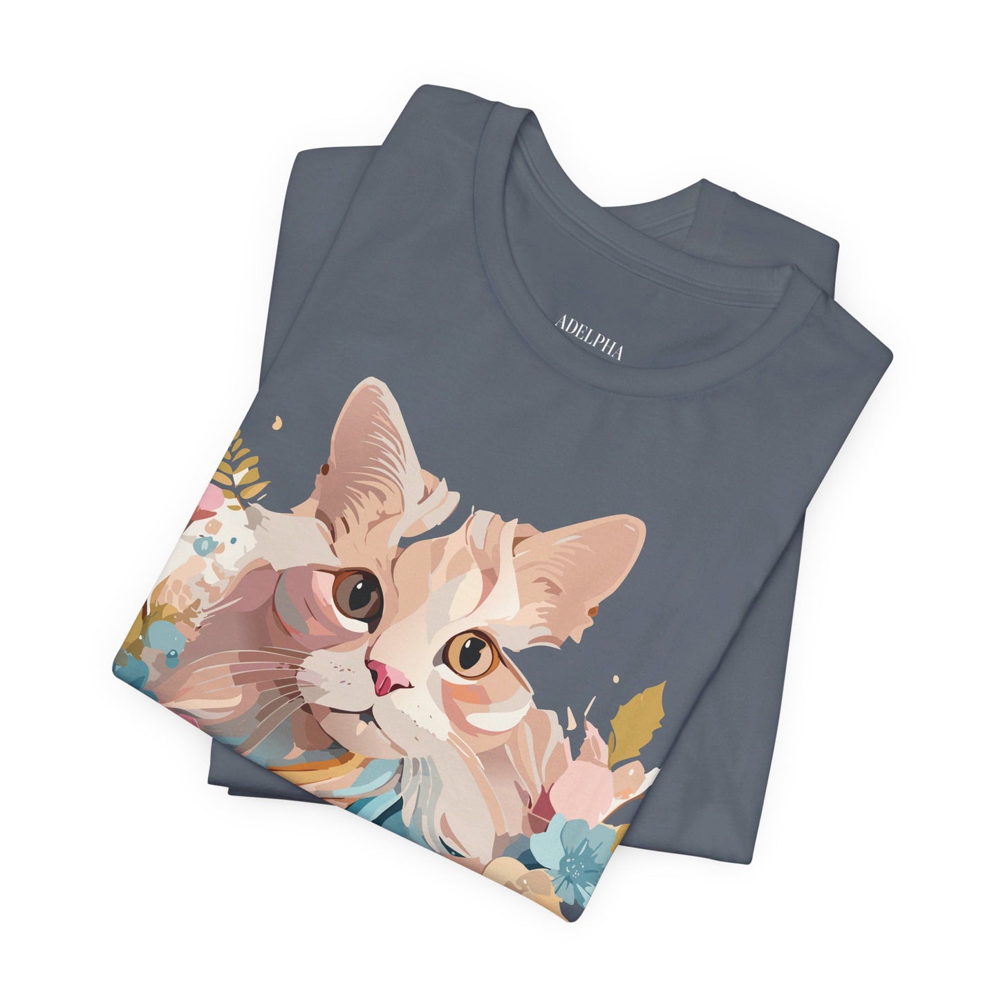 Natural Cotton Tee Shirt with Cat