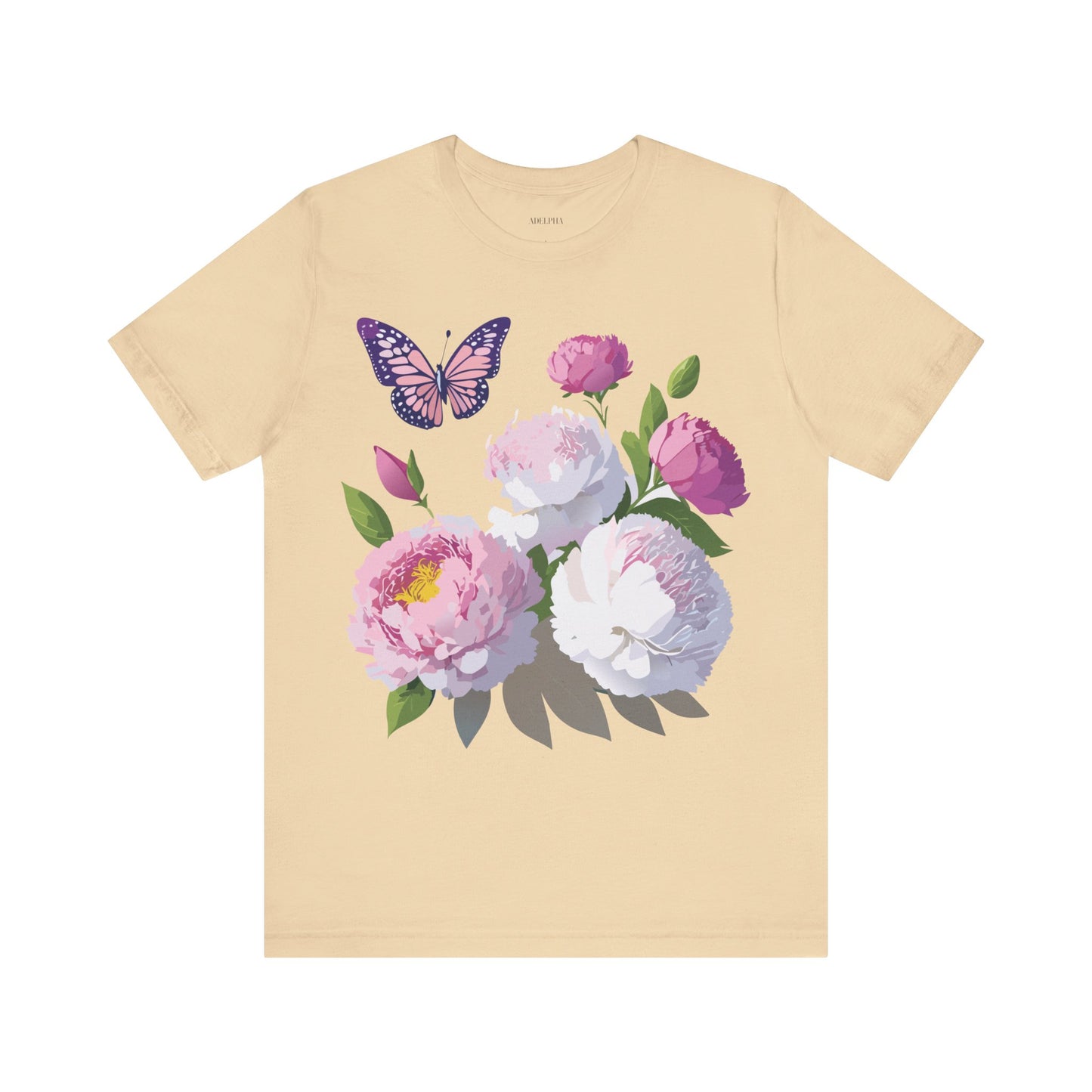 Natural Cotton Tee Shirt with Flowers