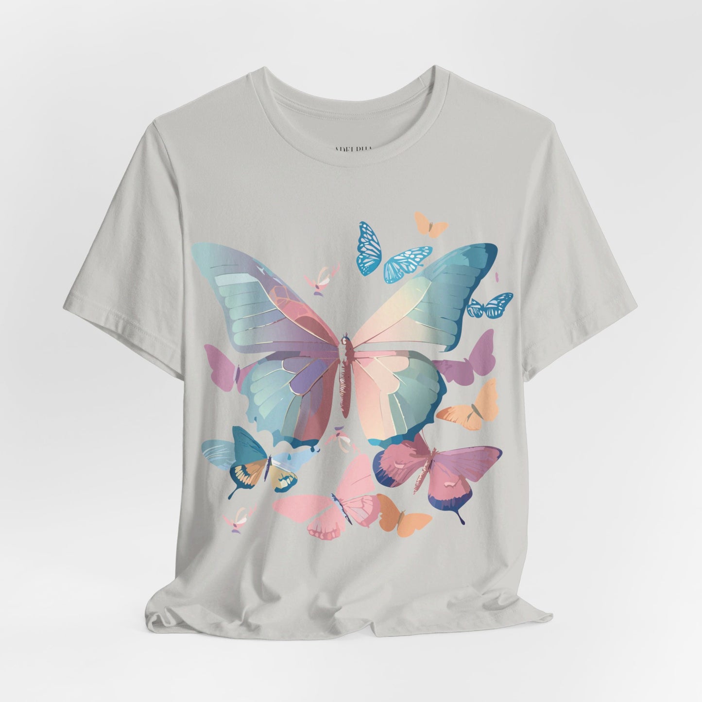 Natural Cotton Tee Shirt with Butterfly