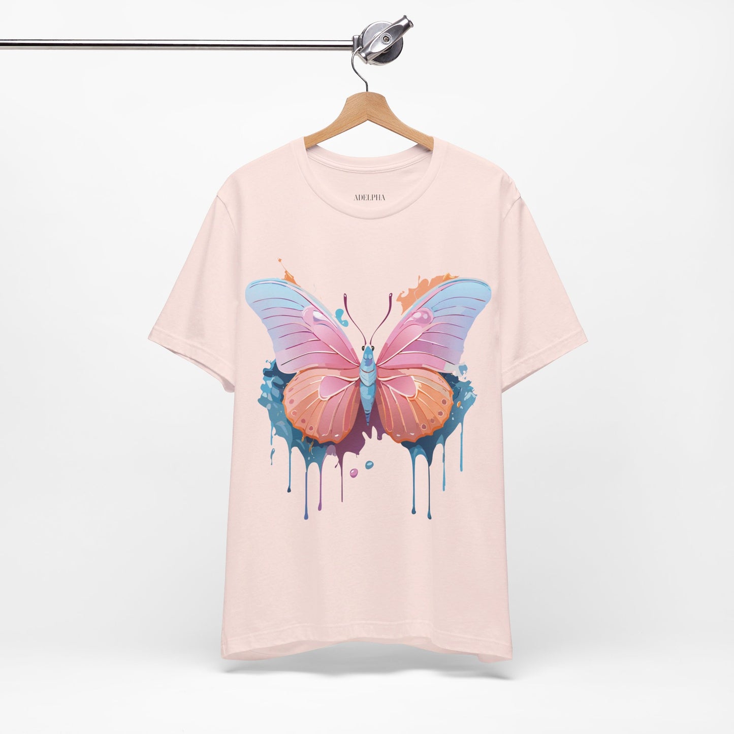 Natural Cotton Tee Shirt with Butterfly