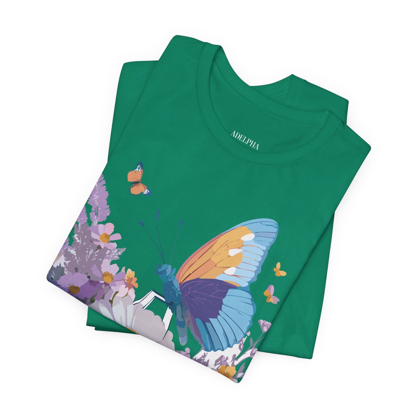 Natural Cotton Tee Shirt with Butterfly