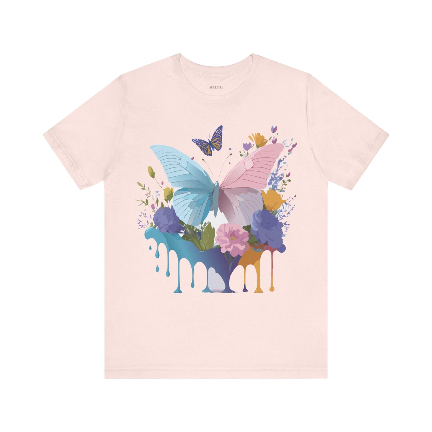 Natural Cotton Tee Shirt with Butterfly