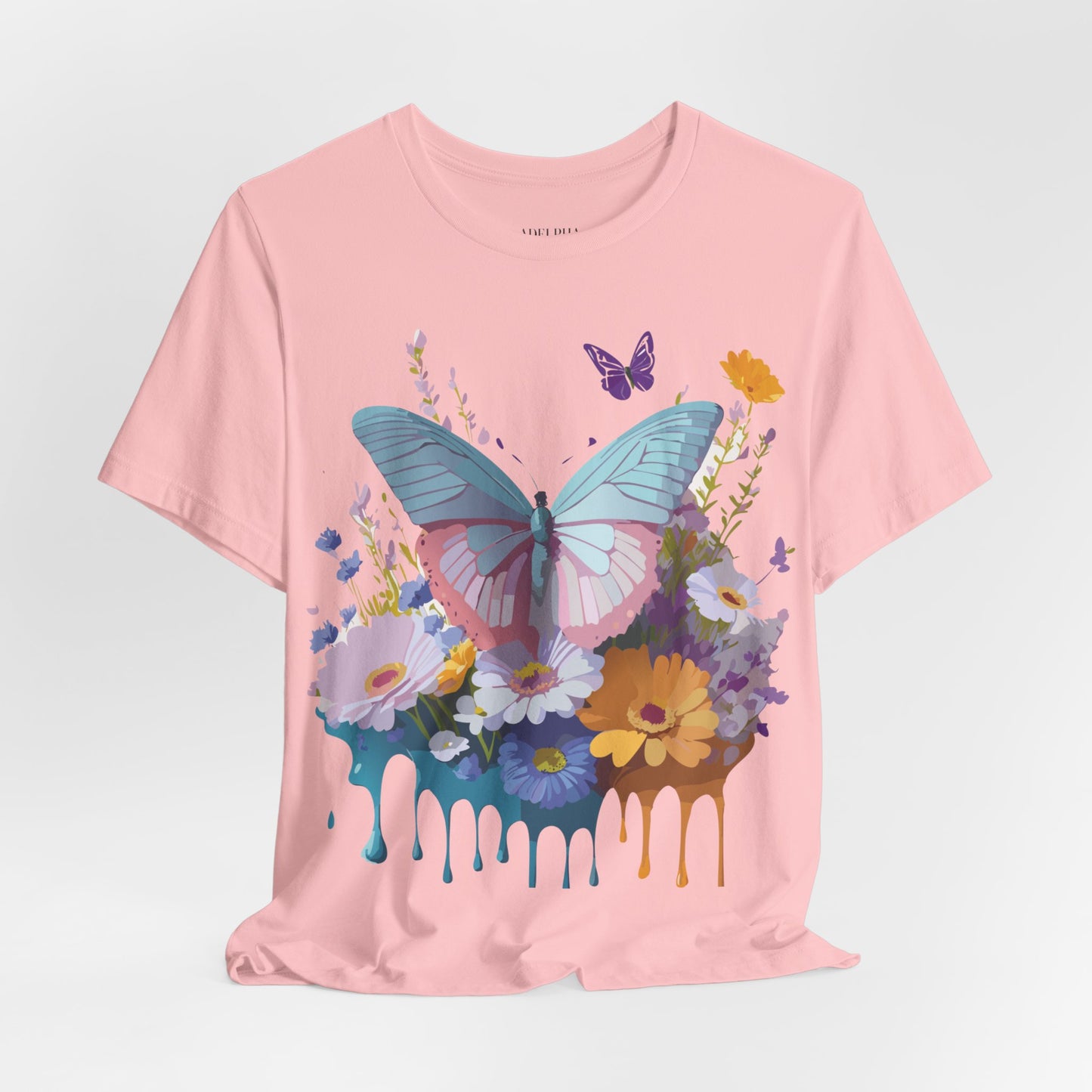 Natural Cotton Tee Shirt with Butterfly