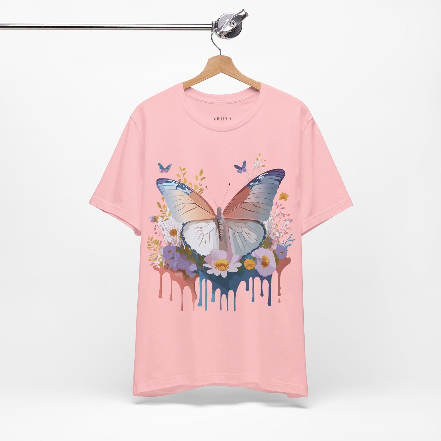 Natural Cotton Tee Shirt with Butterfly