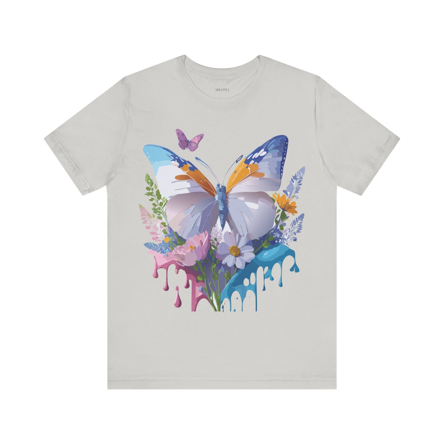 Natural Cotton Tee Shirt with Butterfly