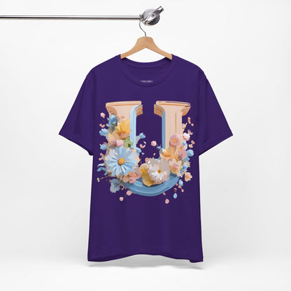 Natural Cotton Tee Shirt - Letters Collection - U Printify