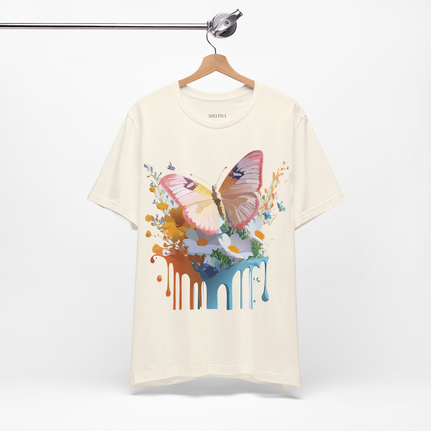 Natural Cotton Tee Shirt with Butterfly