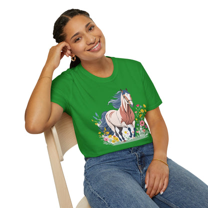 Unisex Horse Tee Softstyle Cotton Shirt With Animals Design Graphic