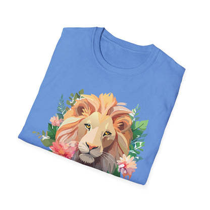 Gildan Unisex Lion Shirt Floral Lion Tee Animal Print Softstyle Tee