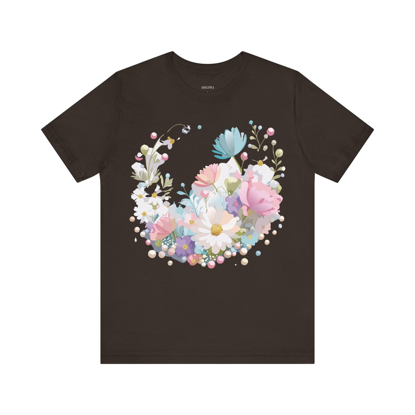 T-shirt en coton naturel avec fleurs