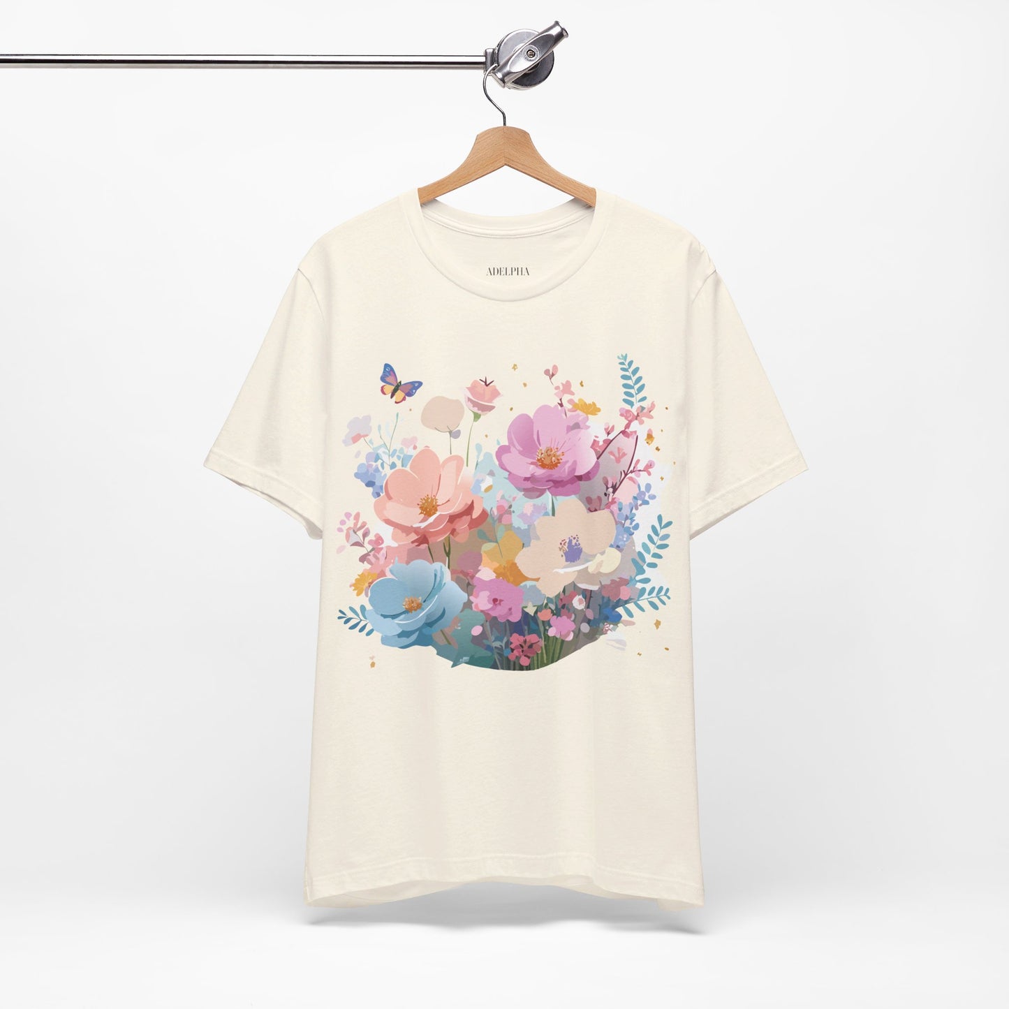 T-Shirt aus natürlicher Baumwolle mit Blumen