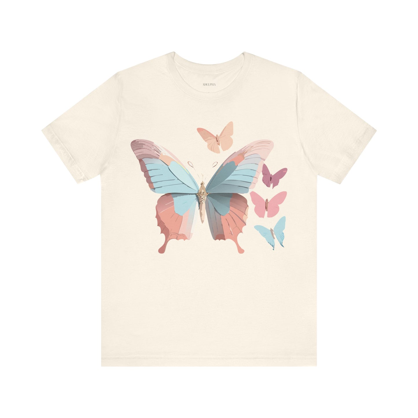 Natural Cotton Tee Shirt with Butterfly