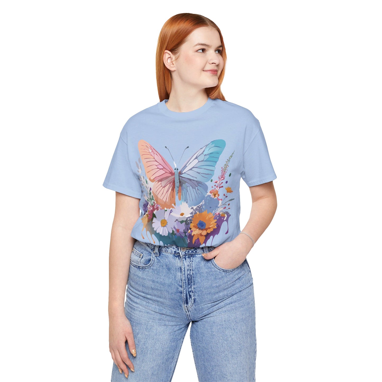 T-shirt en coton naturel avec papillon