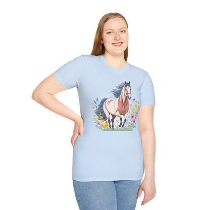 Unisex Horse Tee Softstyle Cotton Shirt With Animals Design Graphic