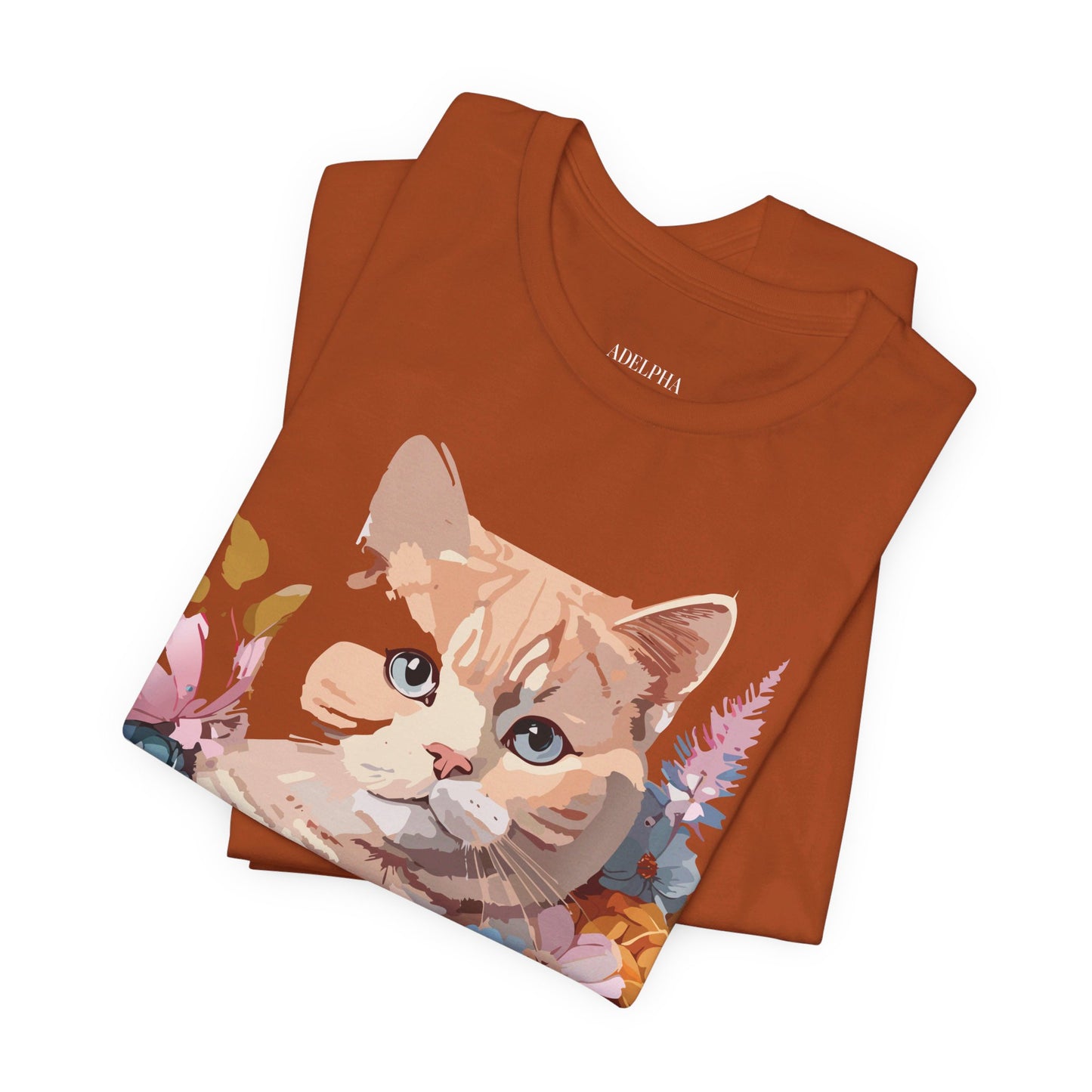 Natural Cotton Tee Shirt with Cat