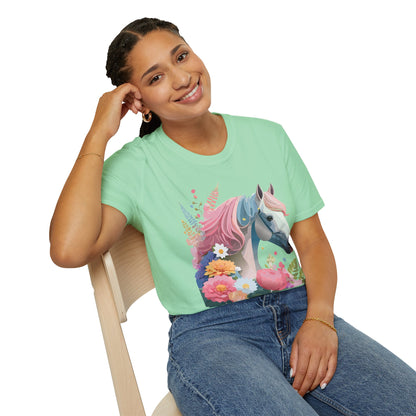 Horse Shirt Unisex Gildan Softstyle 64000 Cotton Tee With Animals