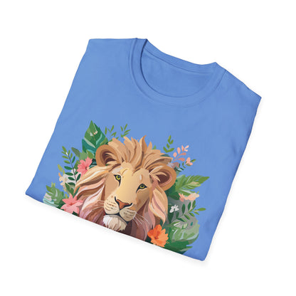 Lion Shirt Unisex Floral Lion Tee Animal Print Short Sleeve Tee