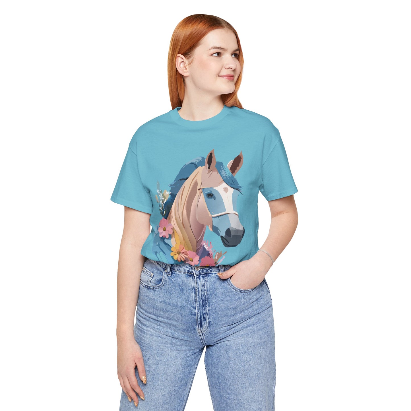 Natural Cotton Tee Shirt with Horse