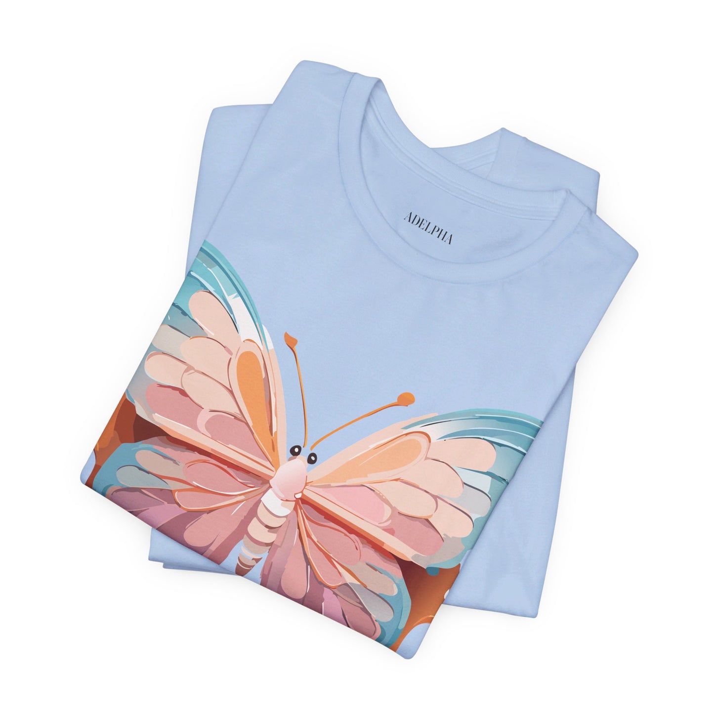 Natural Cotton Tee Shirt with Butterfly