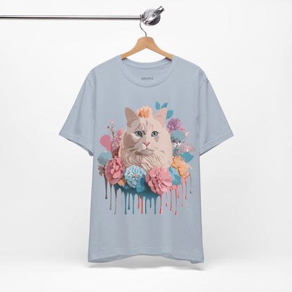 Natural Cotton Tee Shirt with Cat Printify