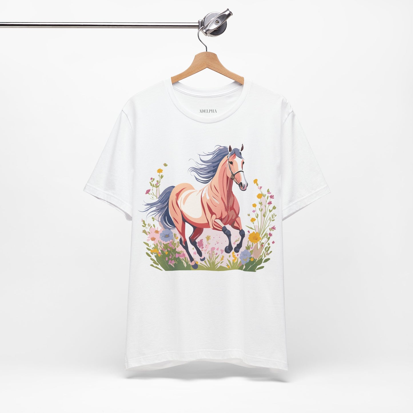 Natural Cotton Tee Shirt with Horse