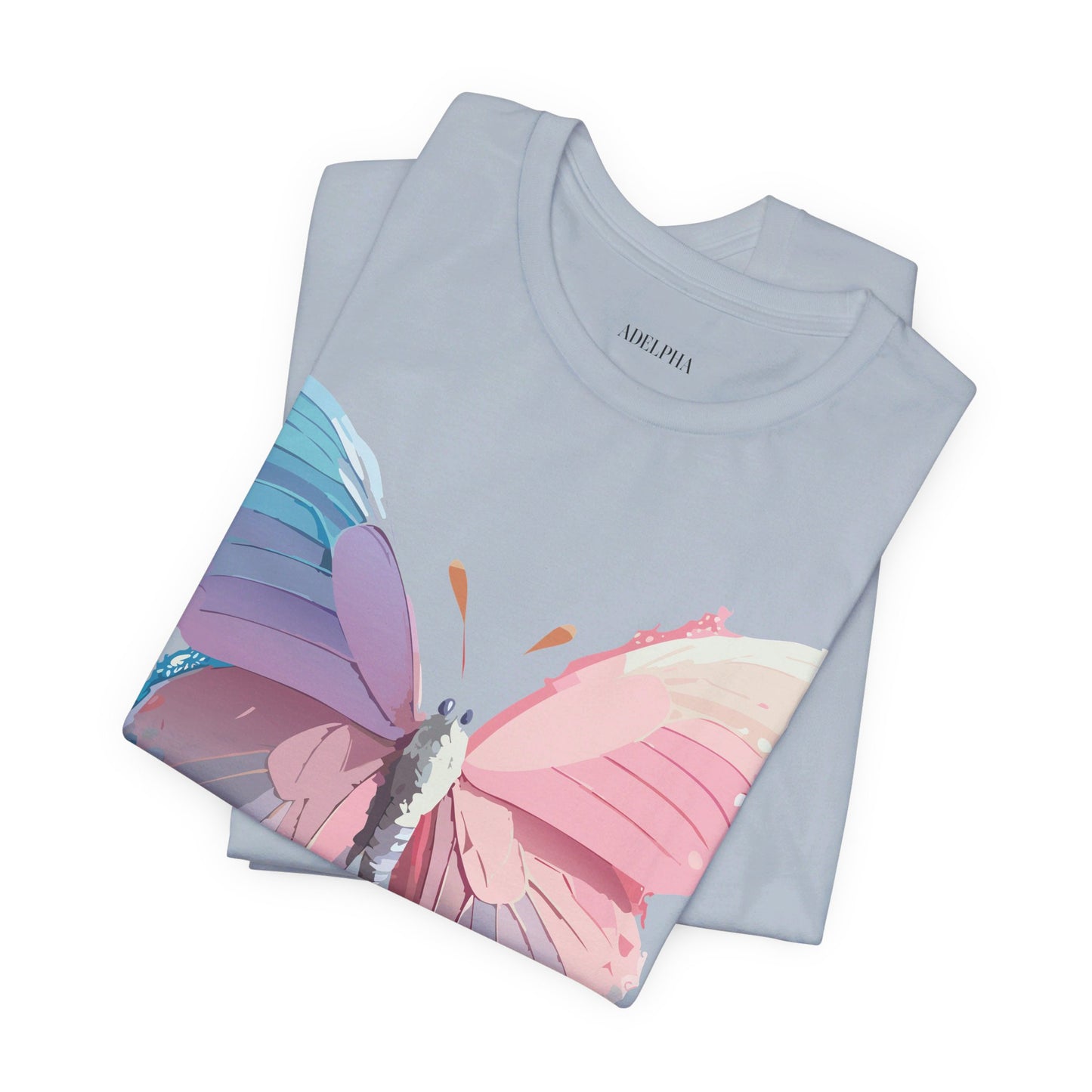 Natural Cotton Tee Shirt with Butterfly