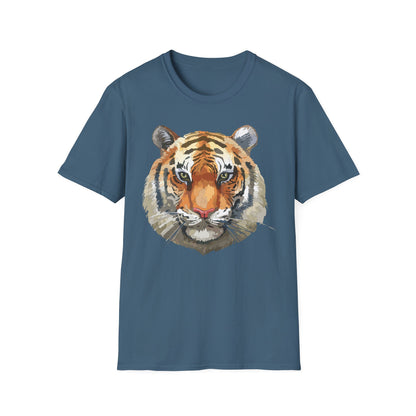 Tiger Print Unisex T Shirt Softstyle 64000 Gildan Ring Spun Cotton Tee