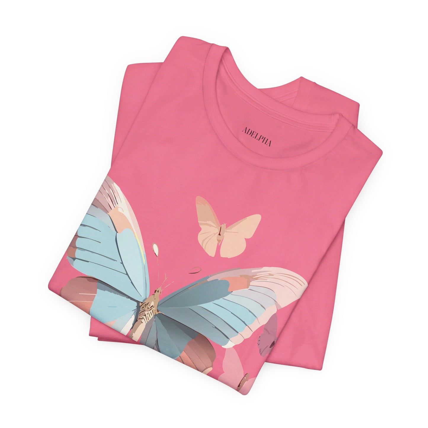 Natural Cotton Tee Shirt with Butterfly