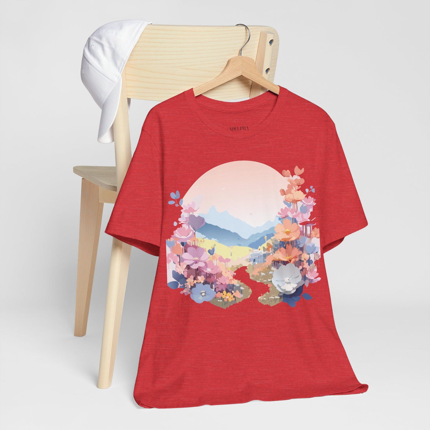 Natural Cotton Tee Shirt with Flowers