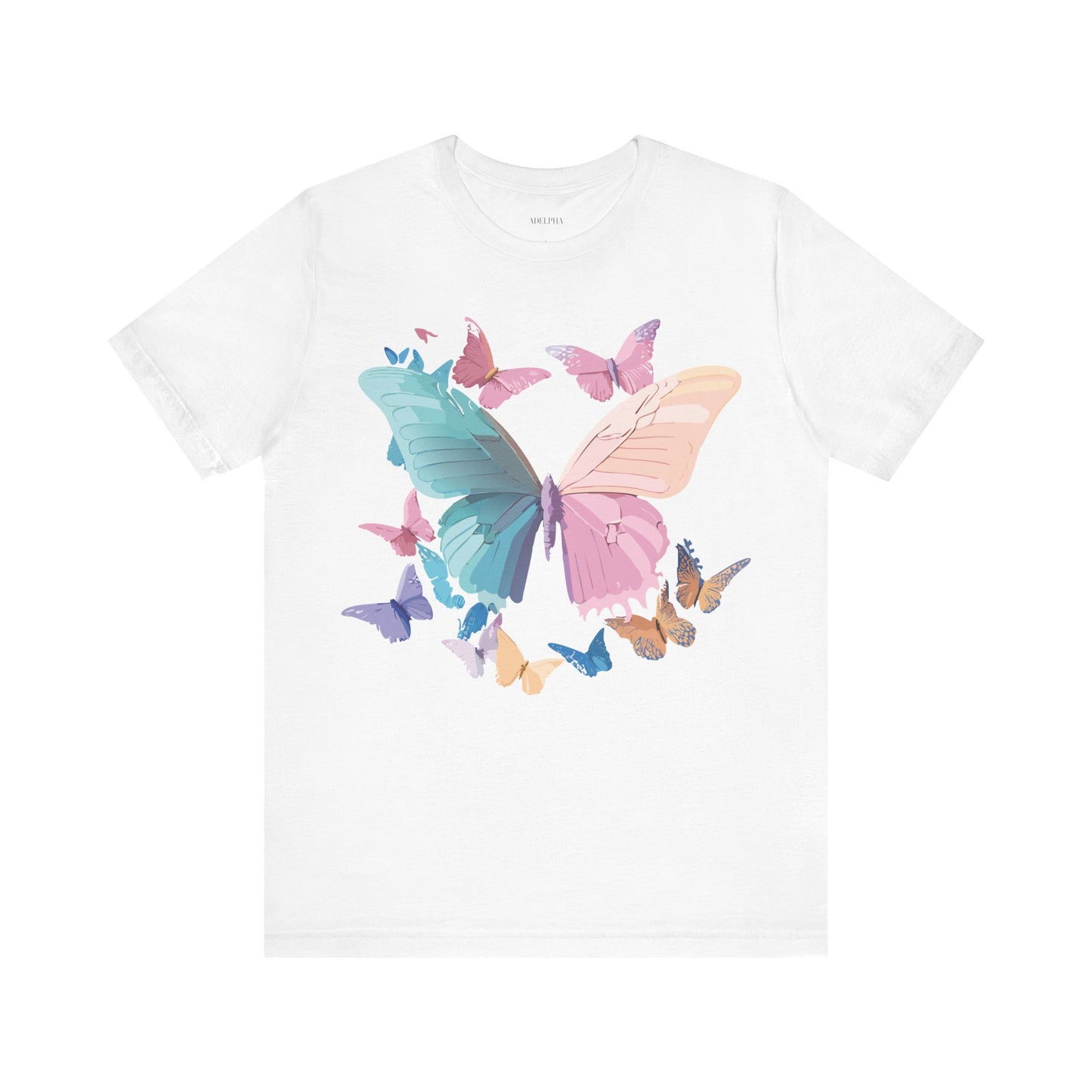 Natural Cotton Tee Shirt with Butterfly