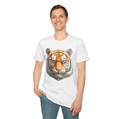 Tiger Print Shirt Unisex Animal Tee Gildan Softstyle 64000 Cotton Comfort