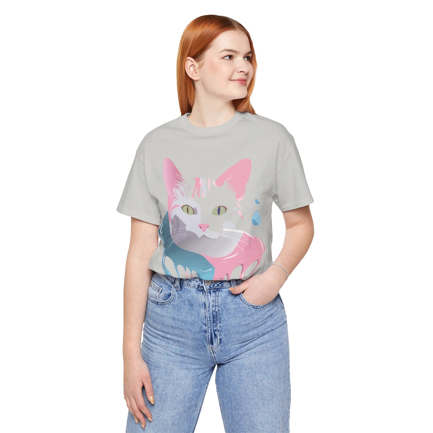 Natural Cotton Tee Shirt with Cat