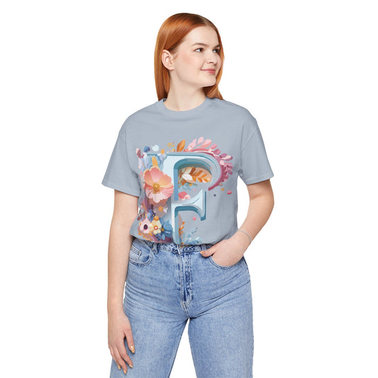 Natural Cotton Tee Shirt - Letters Collection - F Printify