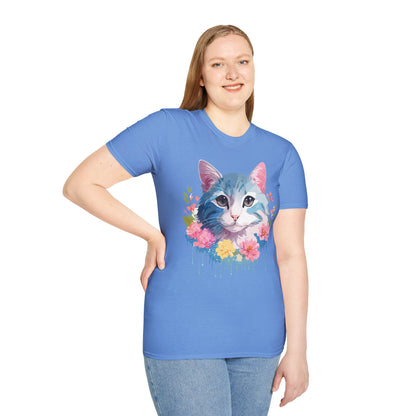 Cat Shirt Unisex Cat Tee Kitten Print Gildan Softstyle 64000