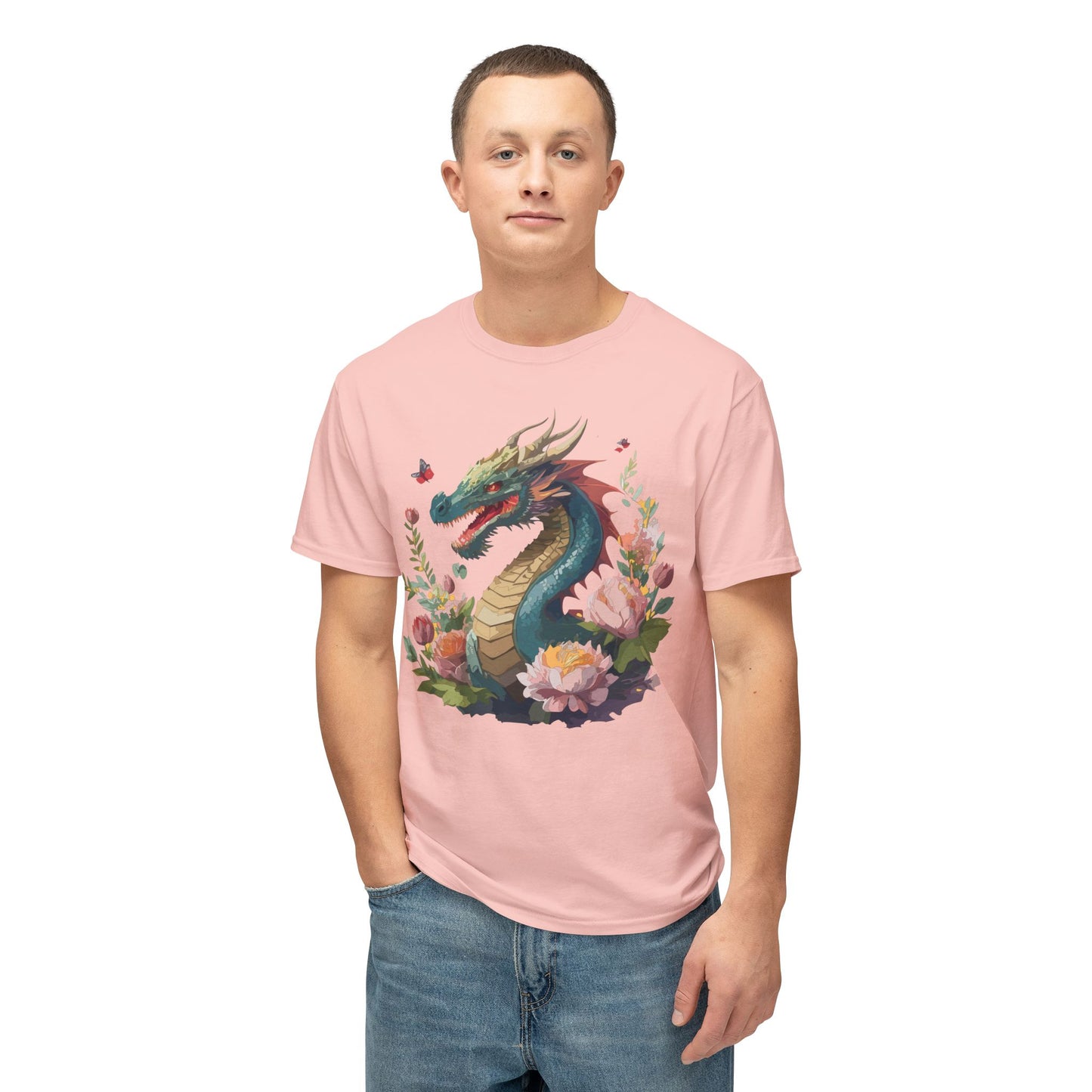 Dragon T-Shirt, Vintage Dragon Tee, Floral Tees, Dragon Art Design Shirt, Tee Shirt with Dragon 8