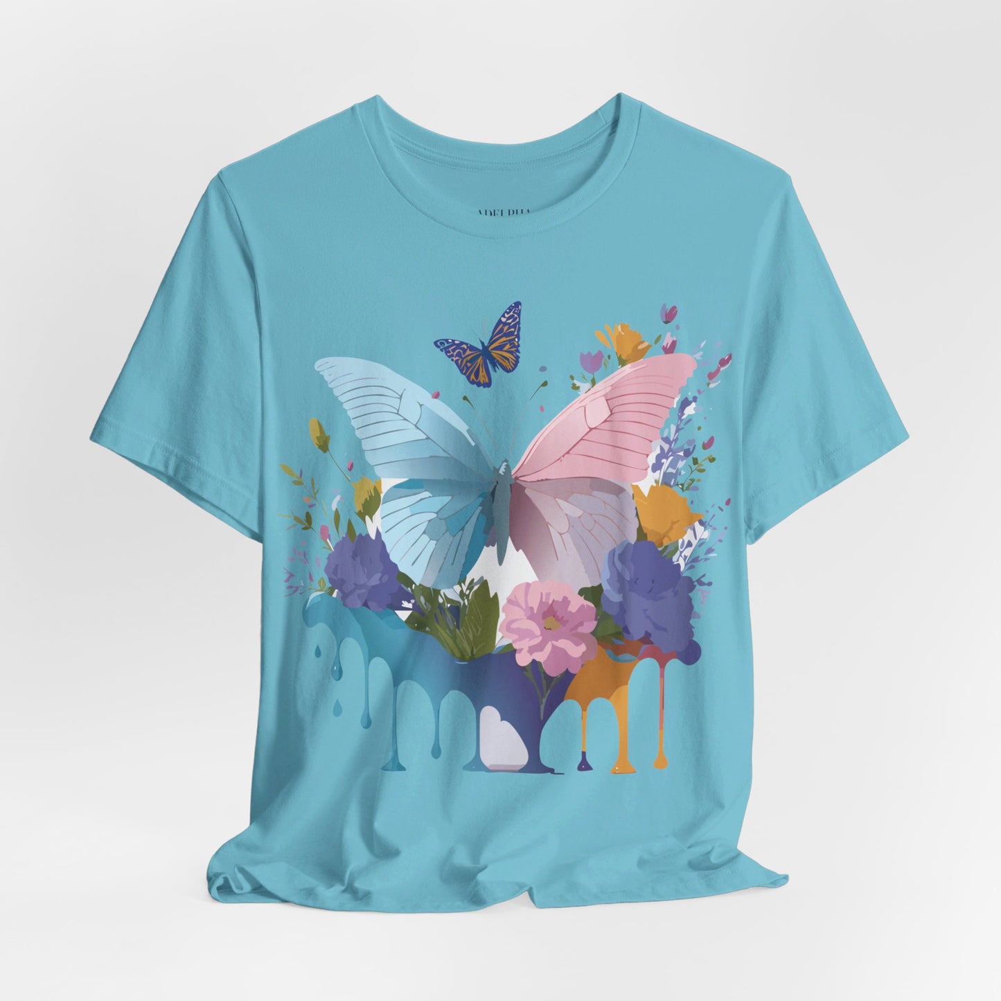 Natural Cotton Tee Shirt with Butterfly