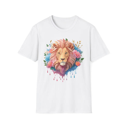 Lion Shirt Unisex Floral Lion Tee 100 Percent Cotton Softstyle Gildan 64000