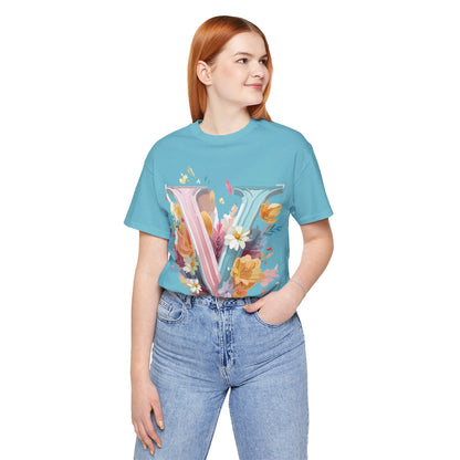 Natural Cotton Tee Shirt - Letters Collection - V Printify