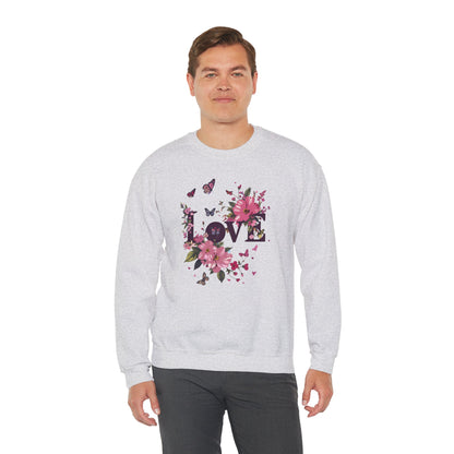Unisex Floral Love Sweatshirt Fifty Fifty Cotton Poly Valentines Day Gift