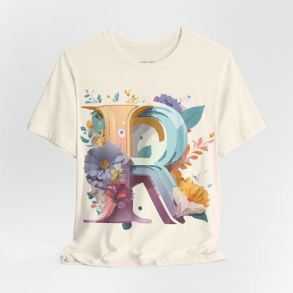 Natural Cotton Tee Shirt - Letters Collection - R Printify