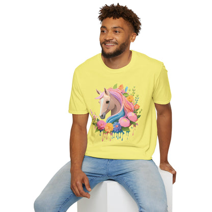 Unisex Horse Shirt Soft Cotton Tee With Animal Artwork Gildan Softstyle