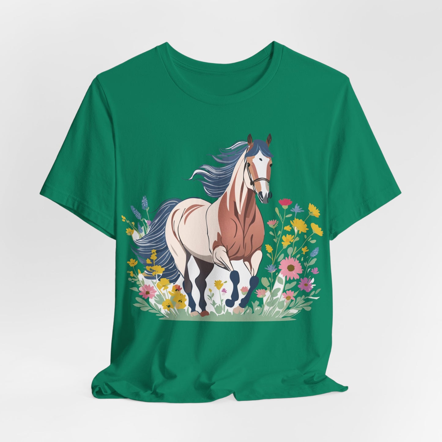 Natural Cotton Tee Shirt with Horse