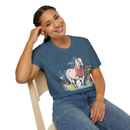 Unisex Horse Tee Softstyle Cotton Shirt With Animals Design Graphic
