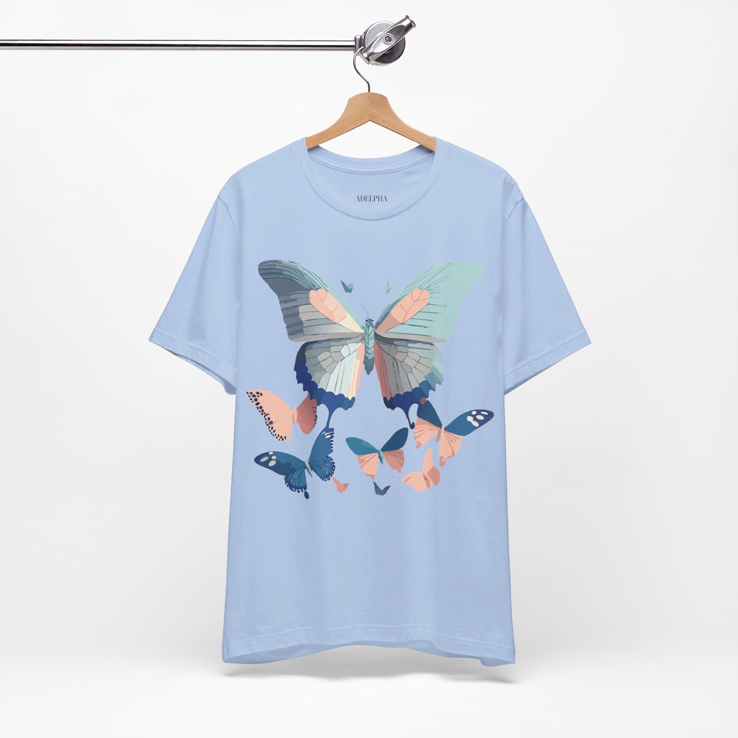 Natural Cotton Tee Shirt with Butterfly