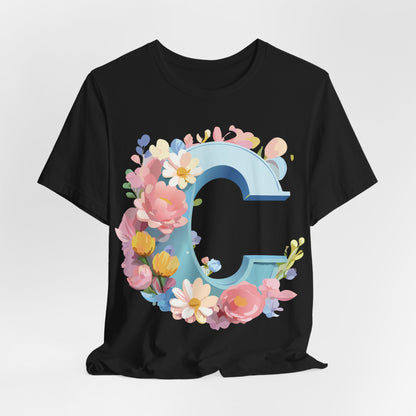 Natural Cotton Tee Shirt - Letters Collection - C Printify