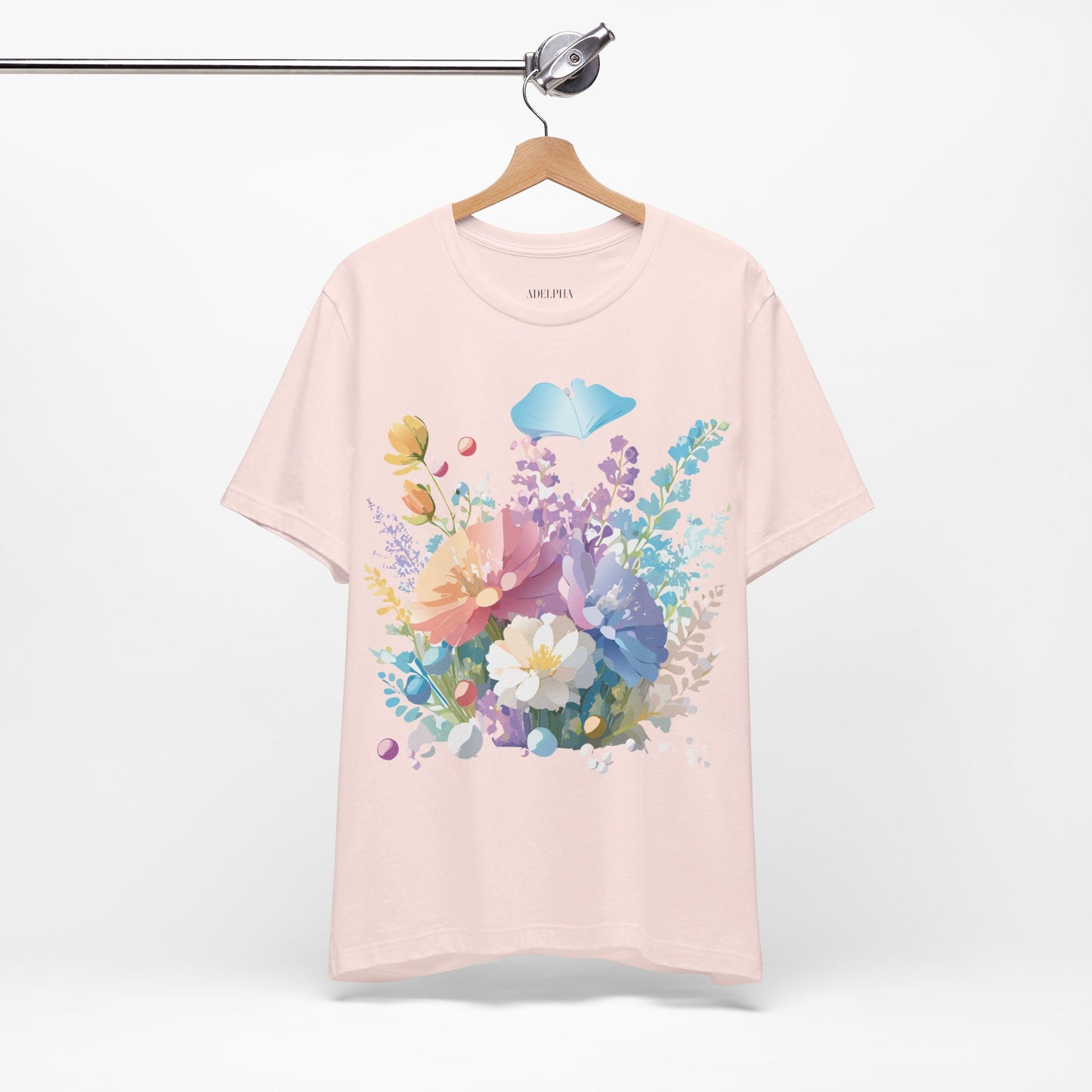 T-shirt en coton naturel avec fleurs