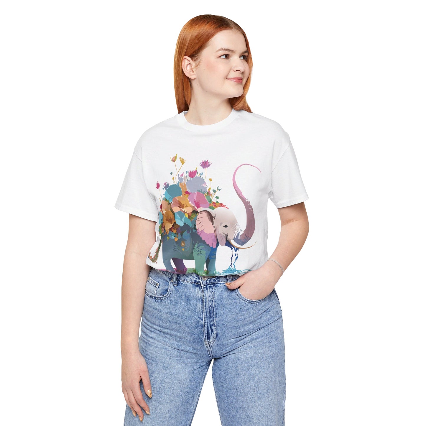 Natural Cotton Tee Shirt with Elephant