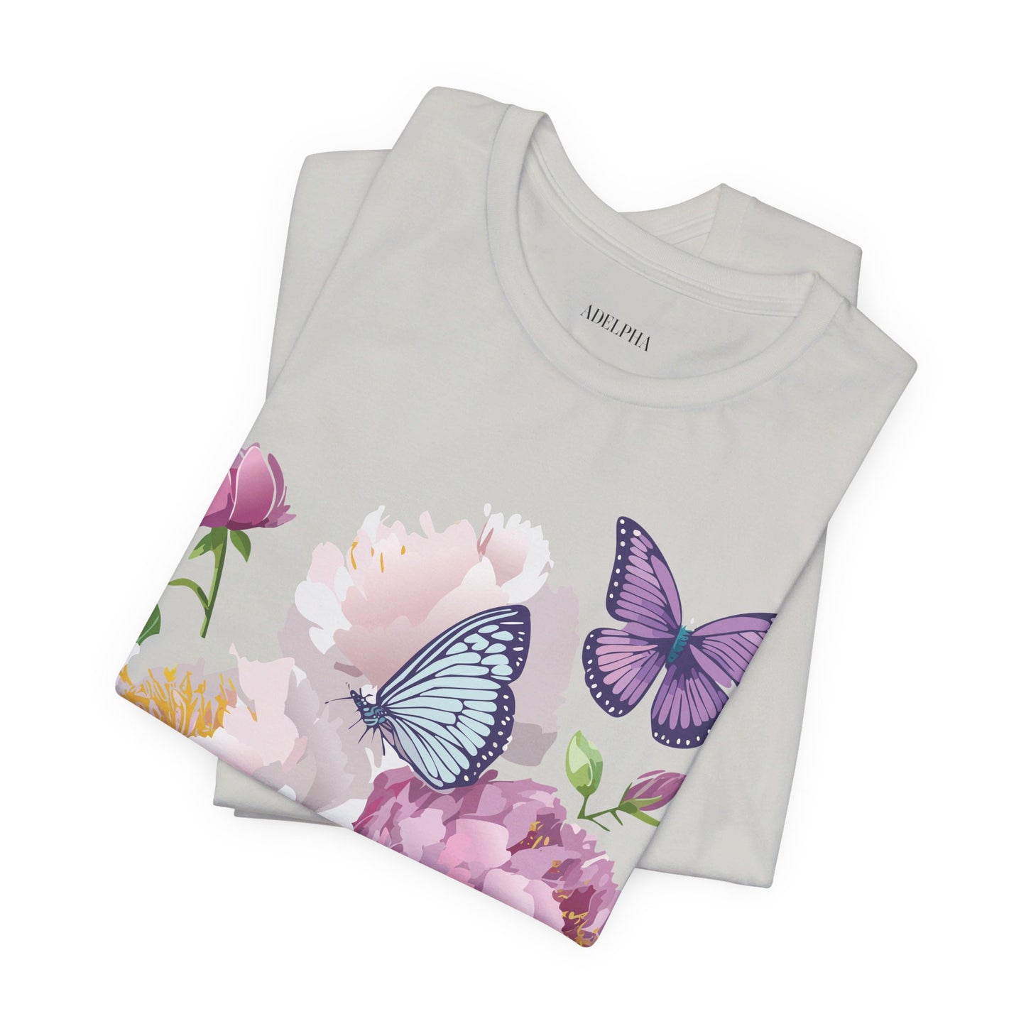 T-shirt en coton naturel avec fleurs